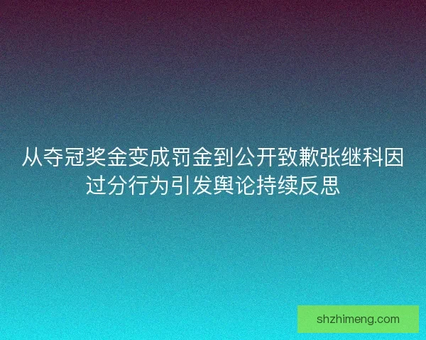 从夺冠奖金变成罚金到公开致歉张继科因过分行为引发舆论持续反思